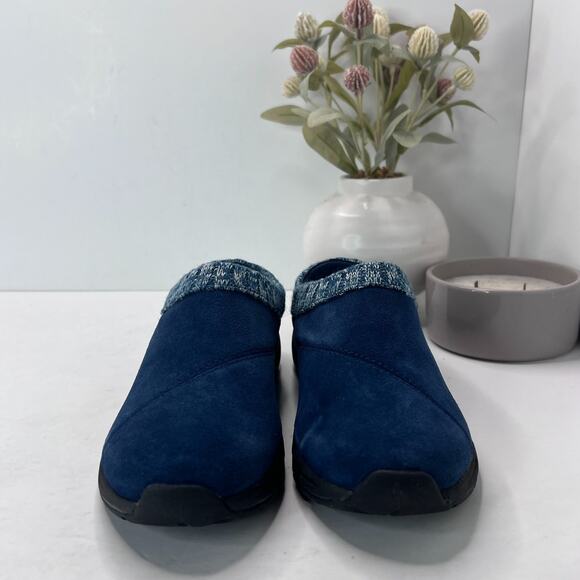 Vionic Arbor Suede Knit Cuff Slip On Clog Blue Women's 6 NWOB Casual Microfleece - Picture 4 of 9